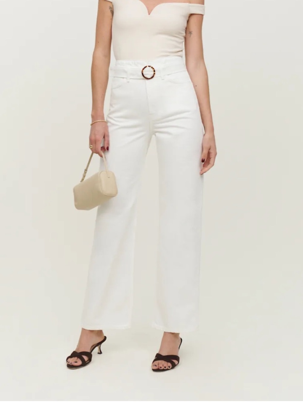 Reformation Wilder Belted High Rise Wide Leg Cropped Jeans NWT